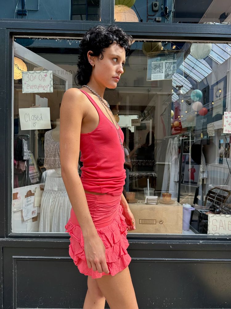 Coral ruffle skirt image 2