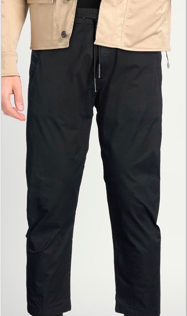 Black Casual Pants With Drawstring Waist image 4