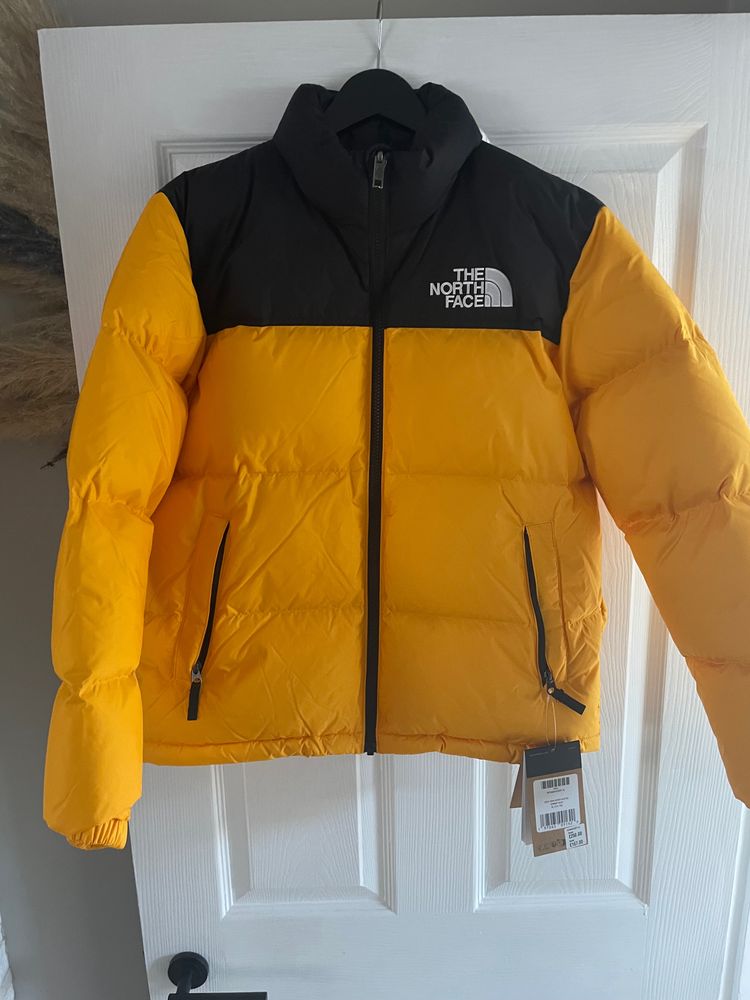 The North Face Yellow And Black Puffer Jacket