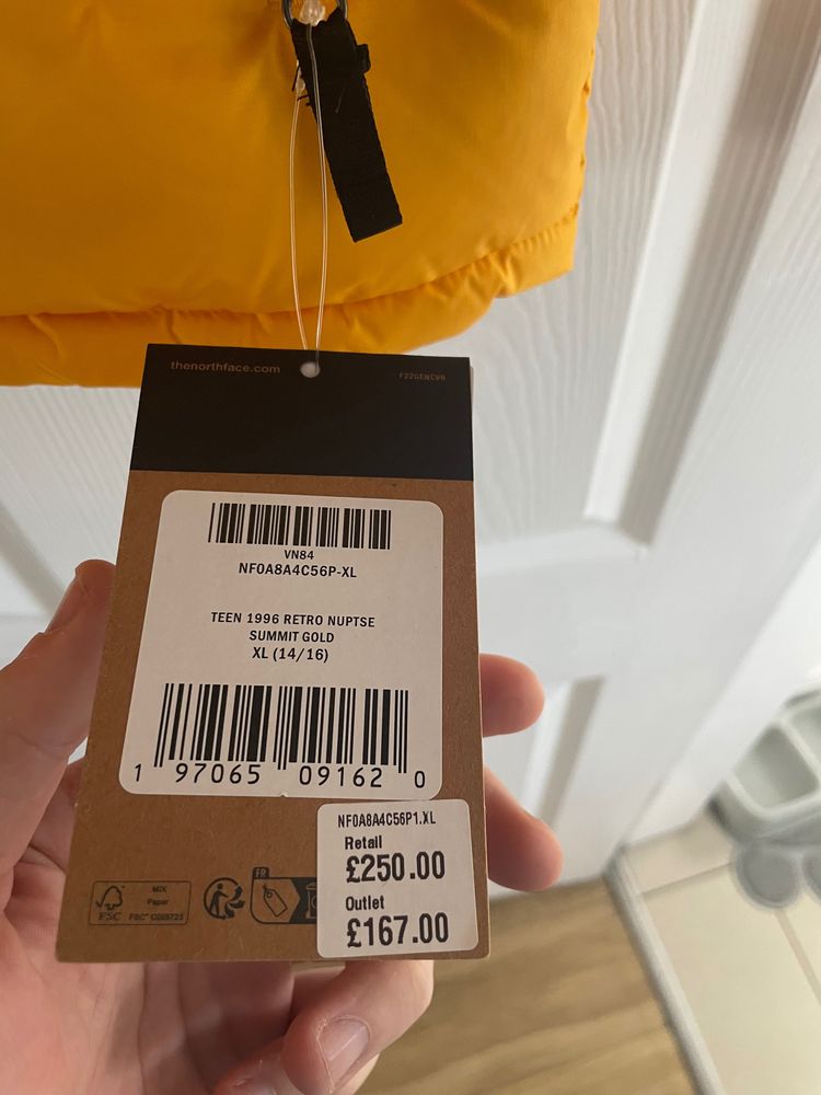 The North Face Yellow And Black Puffer Jacket image 2