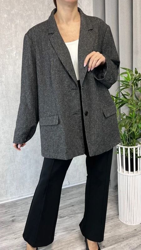 Other Elegancka marynarka szara klasyczny fason z guzikami rozmiar 58 60 plus size product image