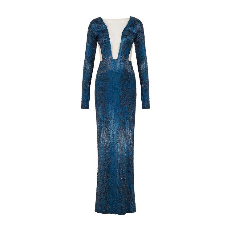2013 Julien Macdonald Runway Documented Electric Blue Beaded Dress image 1