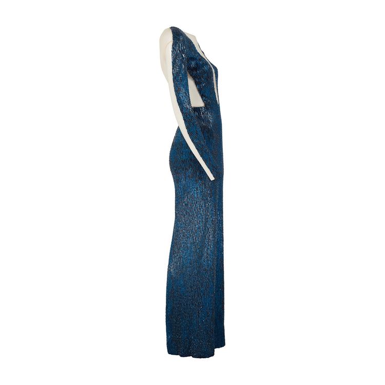 2013 Julien Macdonald Runway Documented Electric Blue Beaded Dress image 6