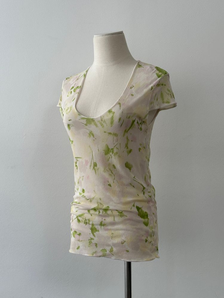 Italian Vintage 2000s Floral Fitted V Neck Top - M image 3