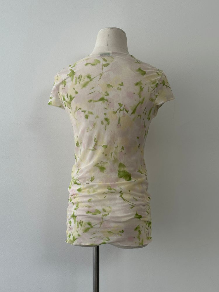 Italian Vintage 2000s Floral Fitted V Neck Top - M image 2