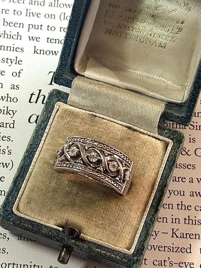 Quality Vintage 925 Sterling Silver Three Stone Real Diamond Ring Milgrain Swirl Bypass Tested Natural Diamonds Size O