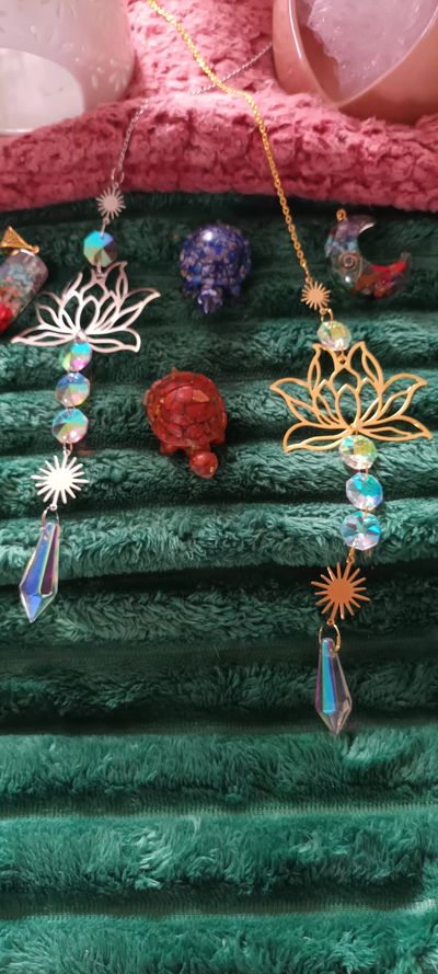 Decorative Hanging Ornaments With Crystals And Metal Charms