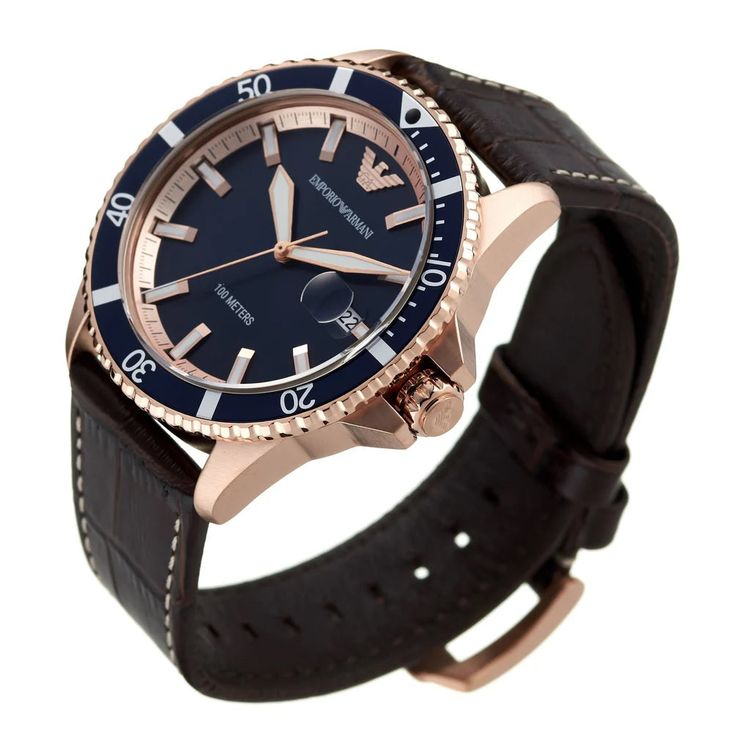 Emporio Armani AR11556 Mens Watch Brown Leather Strap Blue Dial image 4