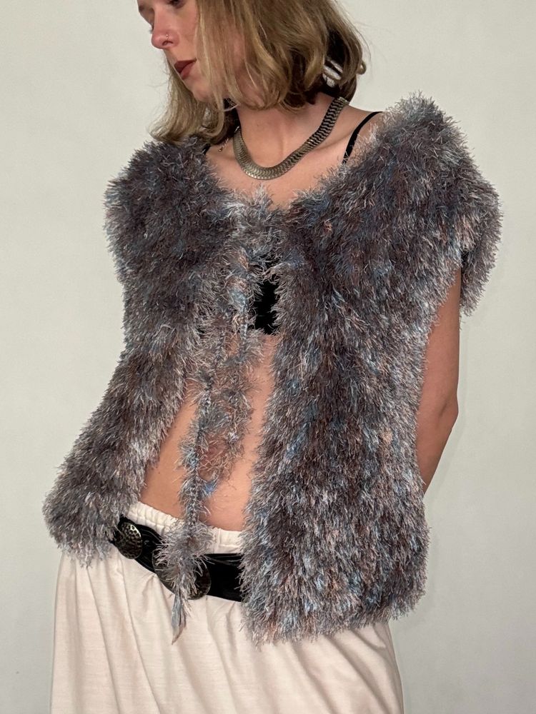 fuzzy sleeveless top
