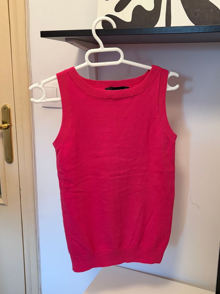 Zara Sleeveless Pink Knit Top image 3
