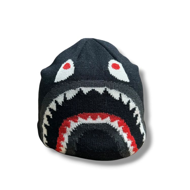A Bathing Ape Shark Beanie Black O/S image 1