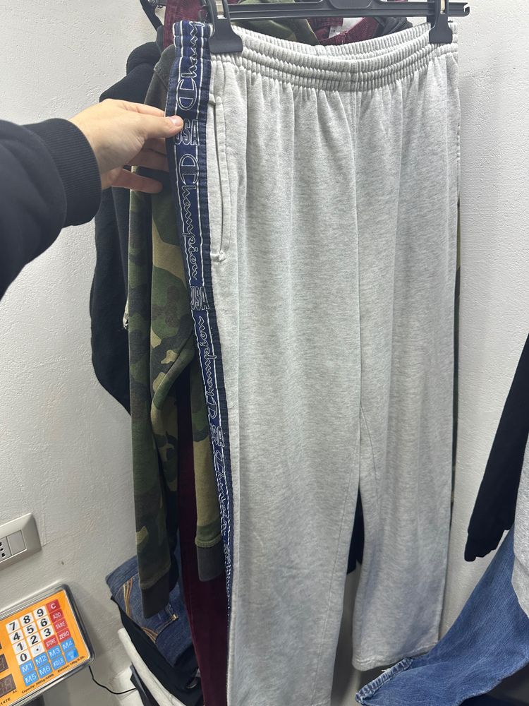 Grey Sweatpants With Navy Side Stripe