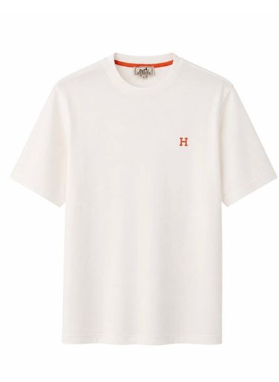 Hermès White T-Shirt With Orange H Logo