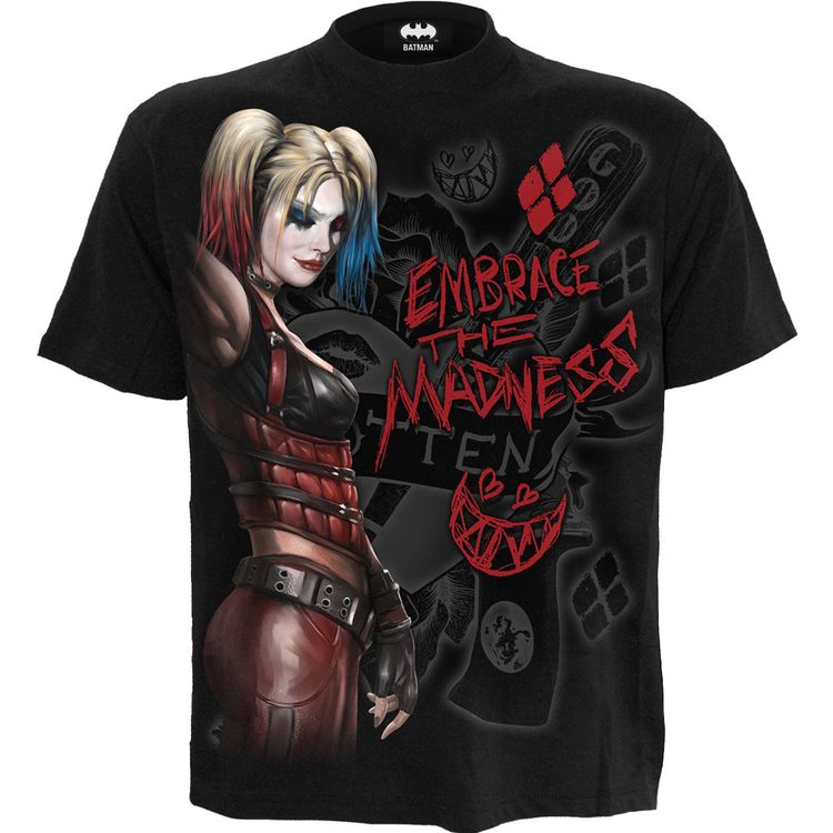 HARLEY QUINN - EMBRACE MADNESS - Front Print T-Shirt Black image 1