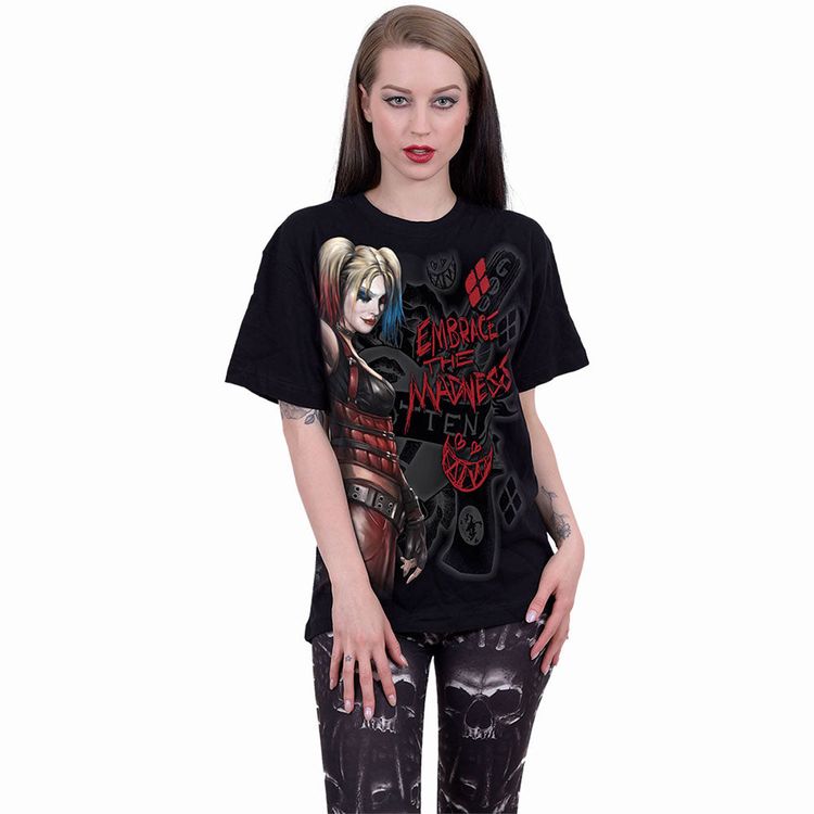 HARLEY QUINN - EMBRACE MADNESS - Front Print T-Shirt Black image 2