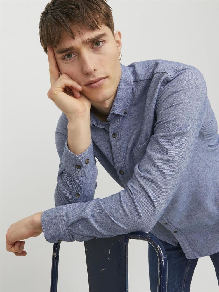 Jack & Jones Long Sleeves Shirt For Men (JJECLASSIC MELANGE) in 4 Colours, L-XL 19