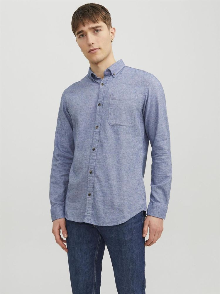 Jack & Jones Long Sleeves Shirt For Men (JJECLASSIC MELANGE) in 4 Colours, L-XL 18