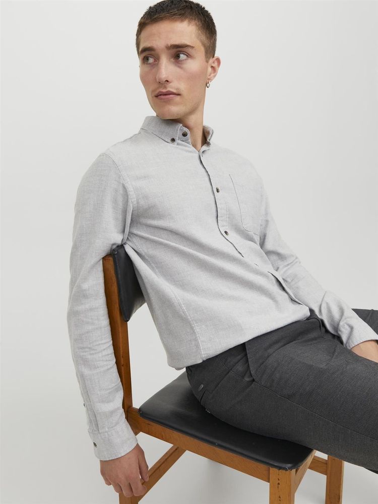 Jack & Jones Long Sleeves Shirt For Men (JJECLASSIC MELANGE) in 4 Colours, L-XL 2