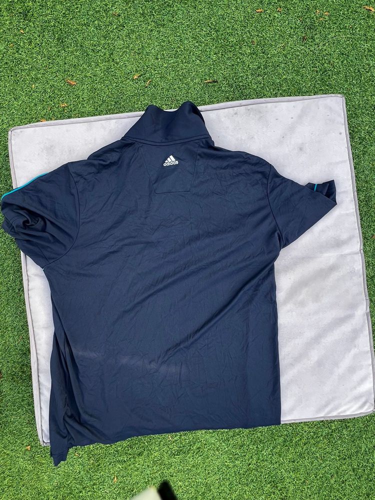Adidas Navy Blue Climacool Polo Shirt Large obraz 2