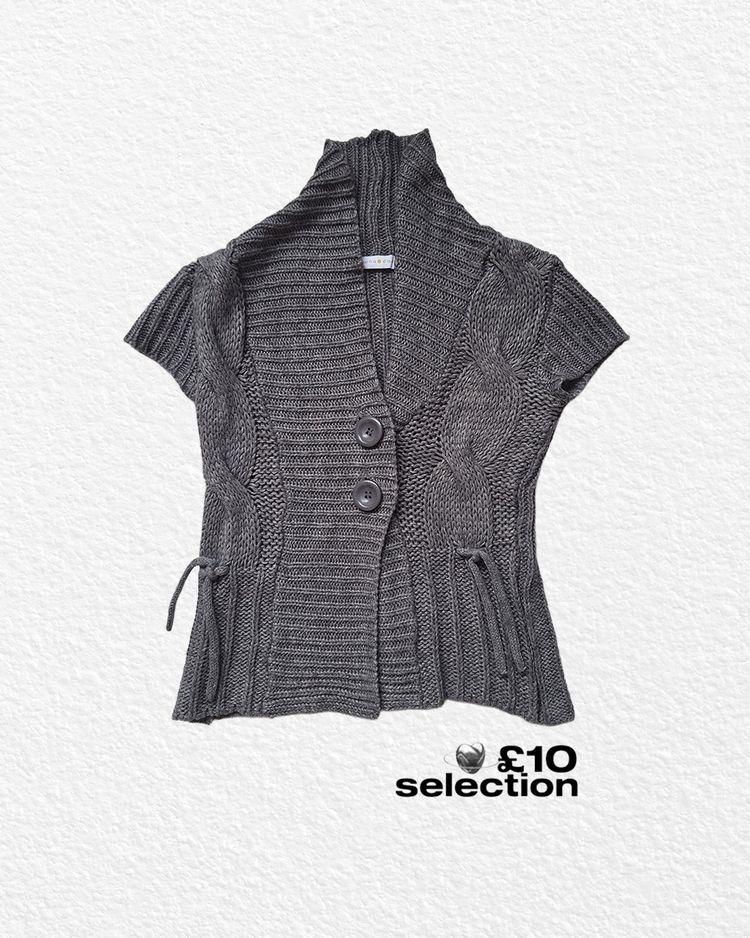 Wool Grey Knitted Short Sleeve Cardigan