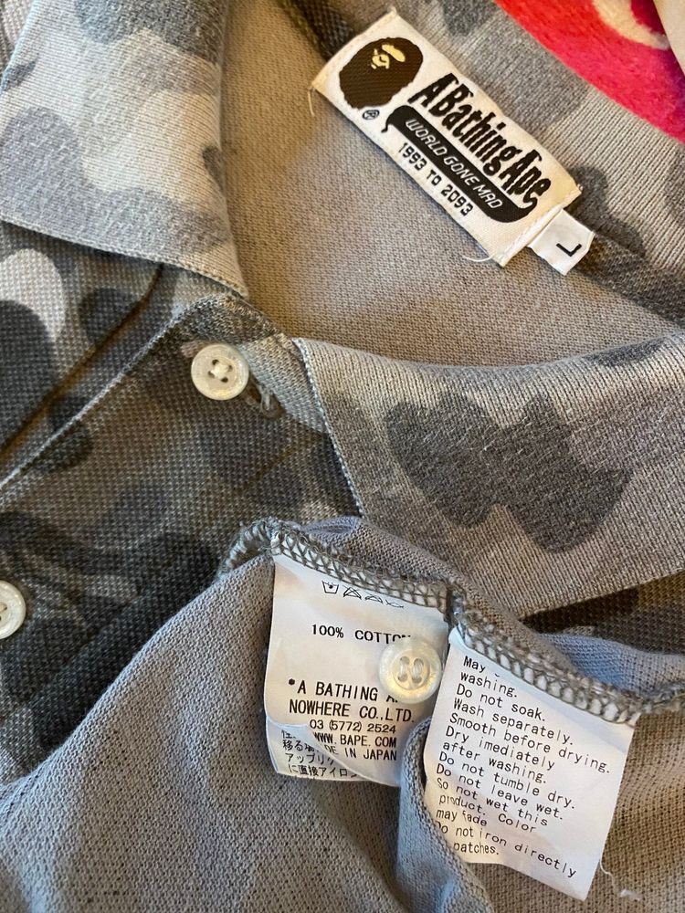 2000s A Bathing Ape Monochrome Camo Polo Shirt obraz 5