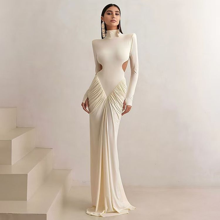 Long Cream Evening Dress