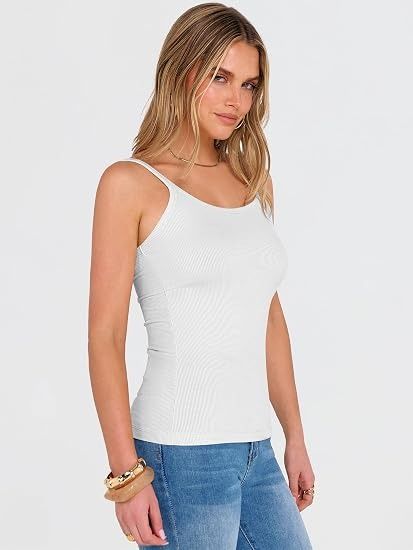 White Ribbed Tank Top obraz 2