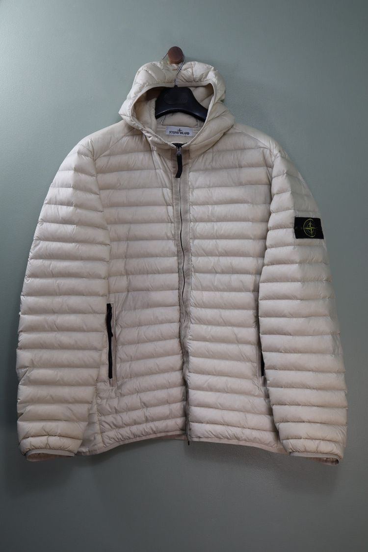 Stone Island Beige Loom Woven Down Jacket obraz 3