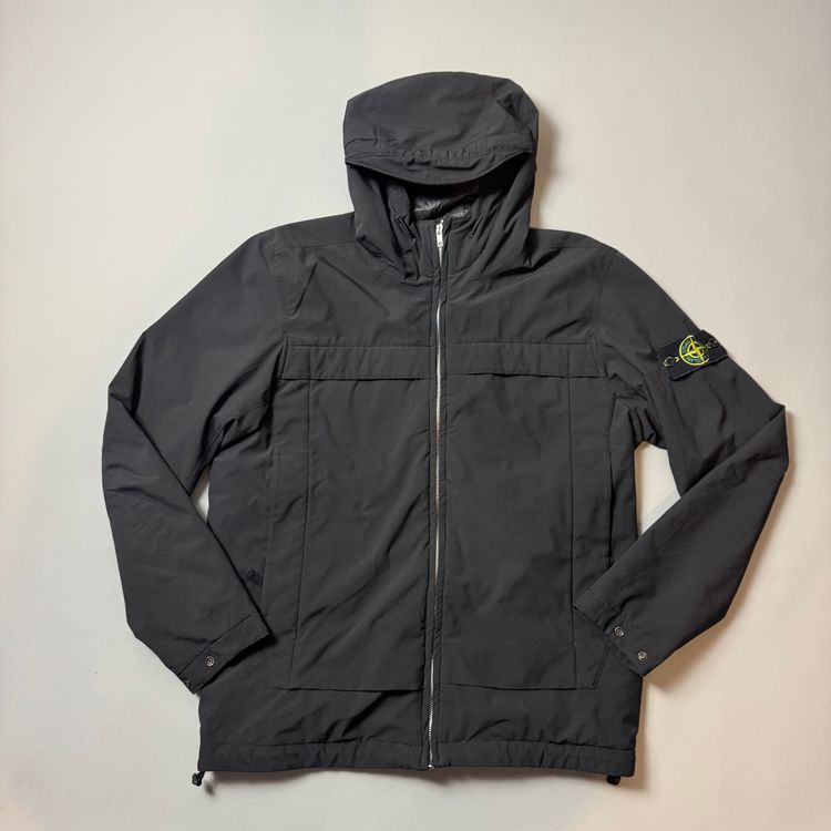 Stone Island Black Soft Shell R E Dye Primaloft Insulation Jacket - Large