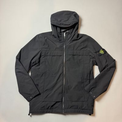Stone Island Black Soft Shell R E Dye Primaloft Insulation Jacket - Large