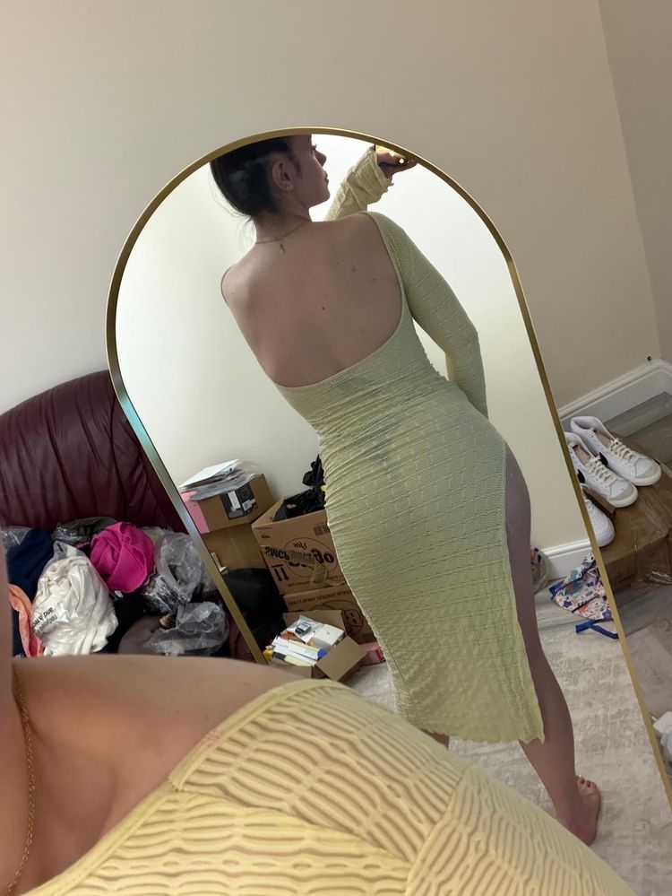 PrettyLittleThing Yellow Textured Midi Dress product image