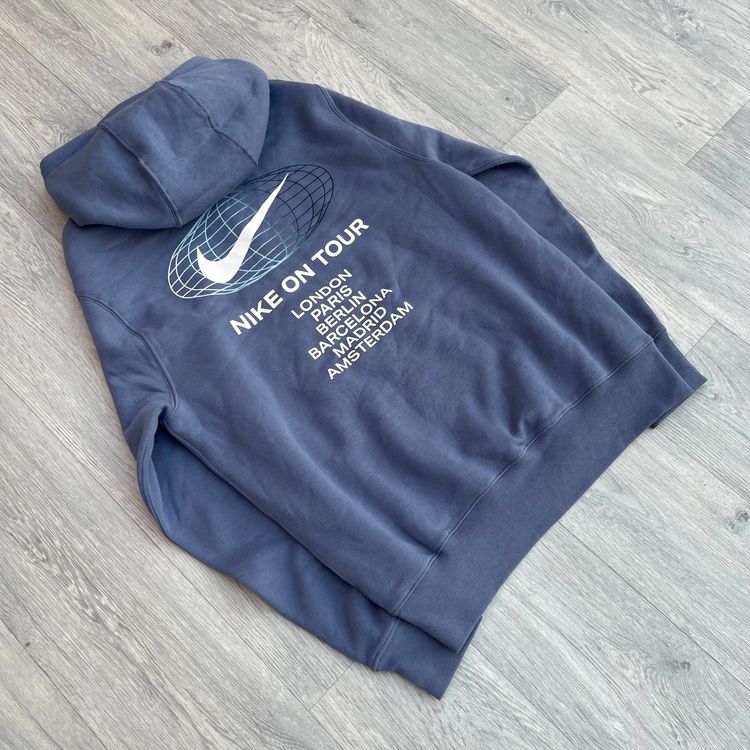Nike World Tour Fleece Tracksuit Hoodie Sweatpants Joggers Set - Blue image 2