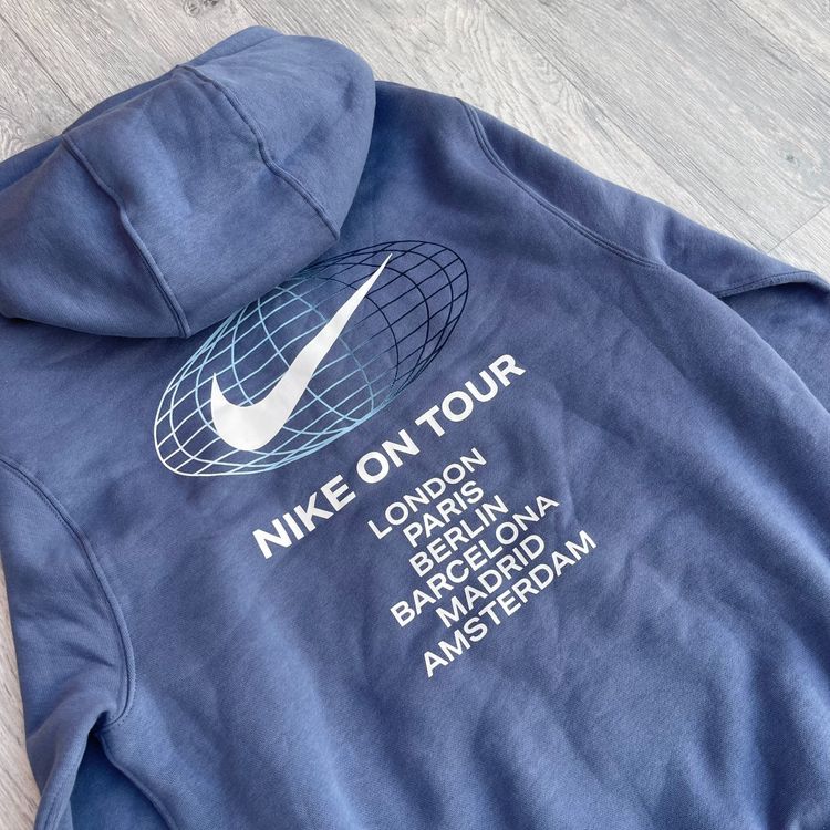 Nike World Tour Fleece Tracksuit Hoodie Sweatpants Joggers Set - Blue image 3