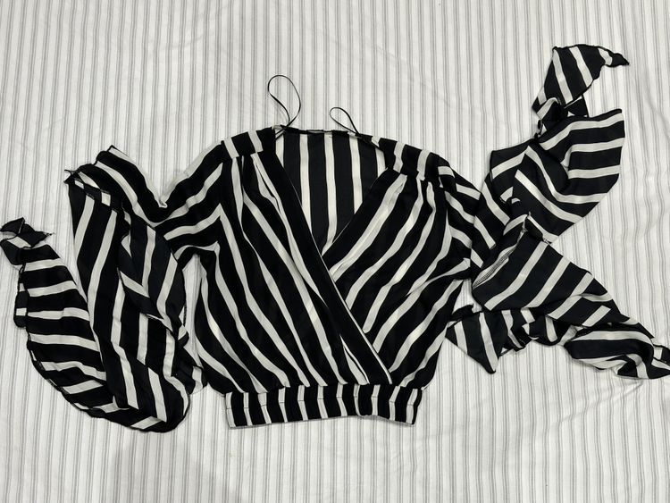 Black And White Striped Blouse