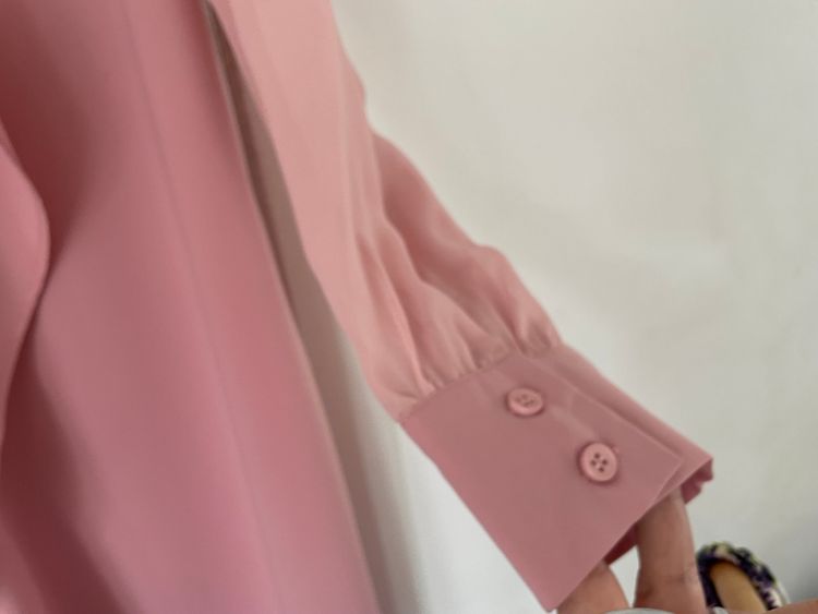 Pink Long Sleeve blouse, shirt dress With Jeweled Neckline 5