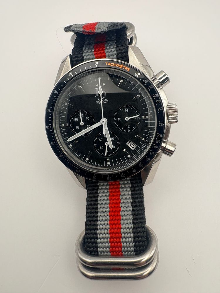 Other Black Chronograph Wristwatch With Striped Fabric Strap product image
