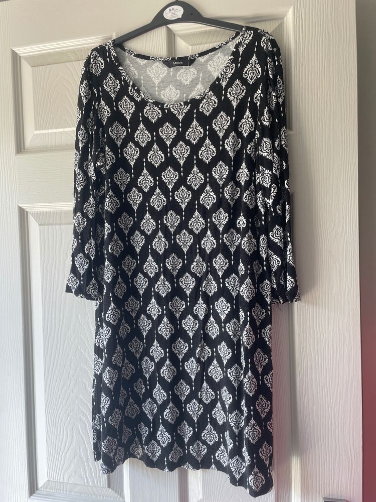 George Black And White Patterned Dress