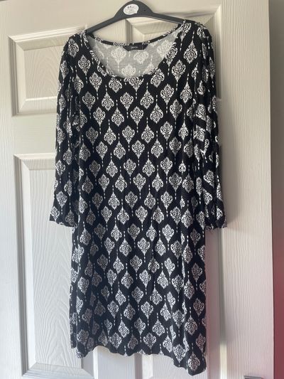 George Black And White Patterned Dress