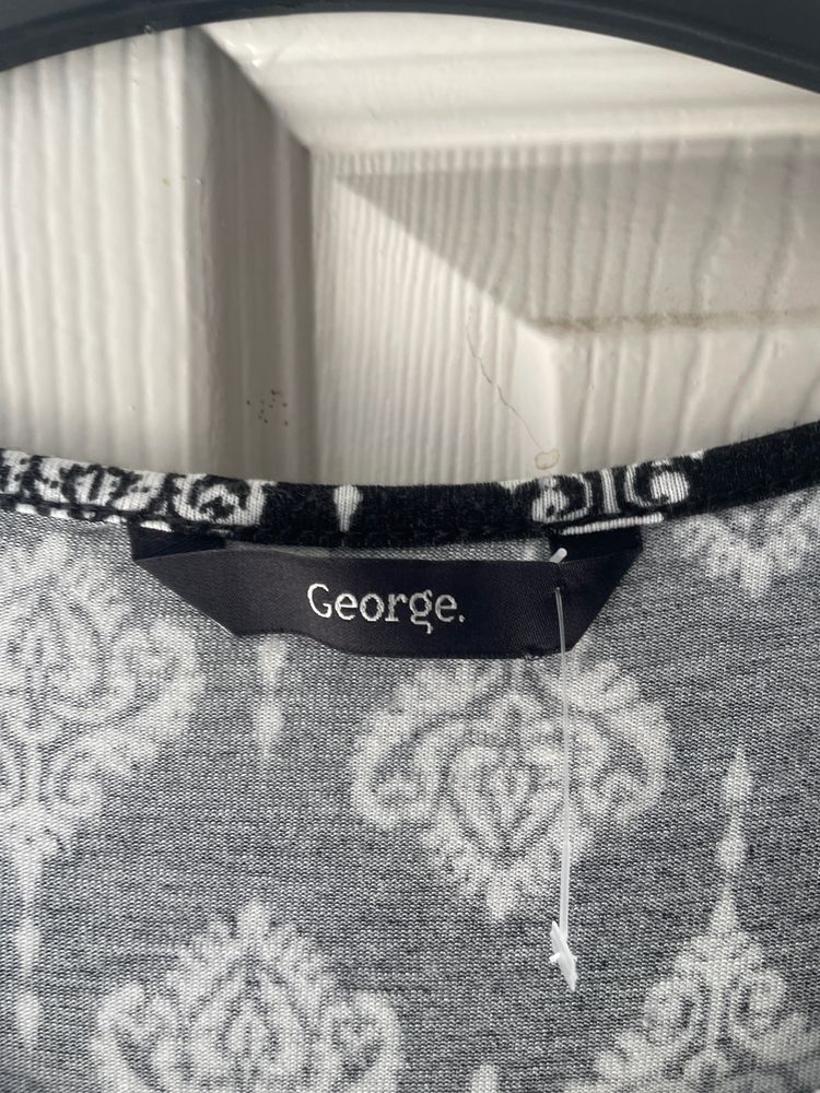 George Black And White Patterned Dress obraz 2