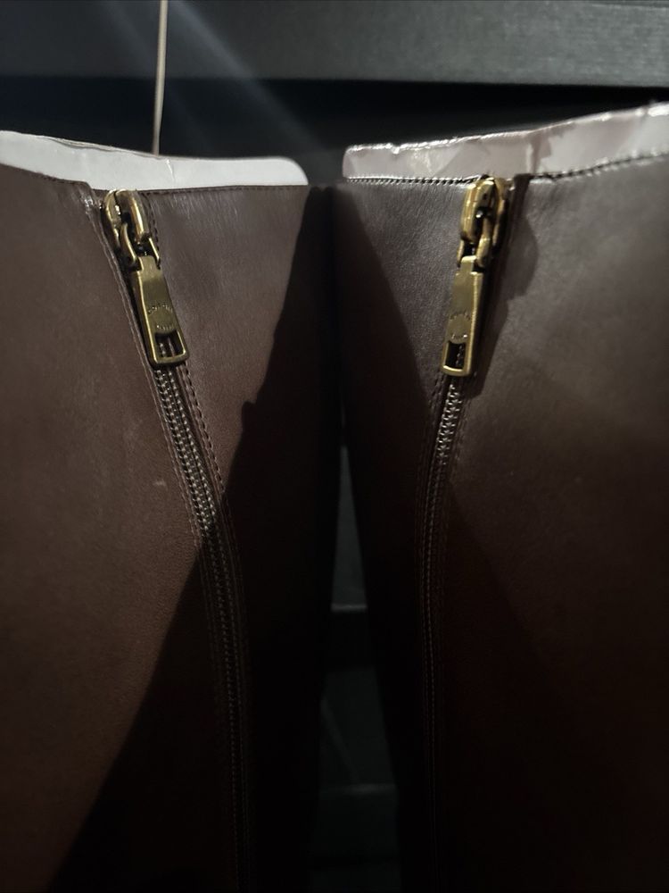 Coach Julietta Leather Boots Knee High Walnut Brown Chunky BNIB USA 9 Uk 7 £350 image 4