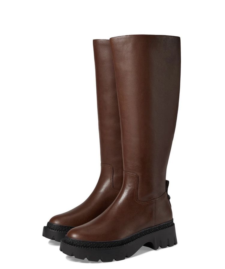 Coach Julietta Leather Boots Knee High Walnut Brown Chunky BNIB USA 9 Uk 7 £350 image 6