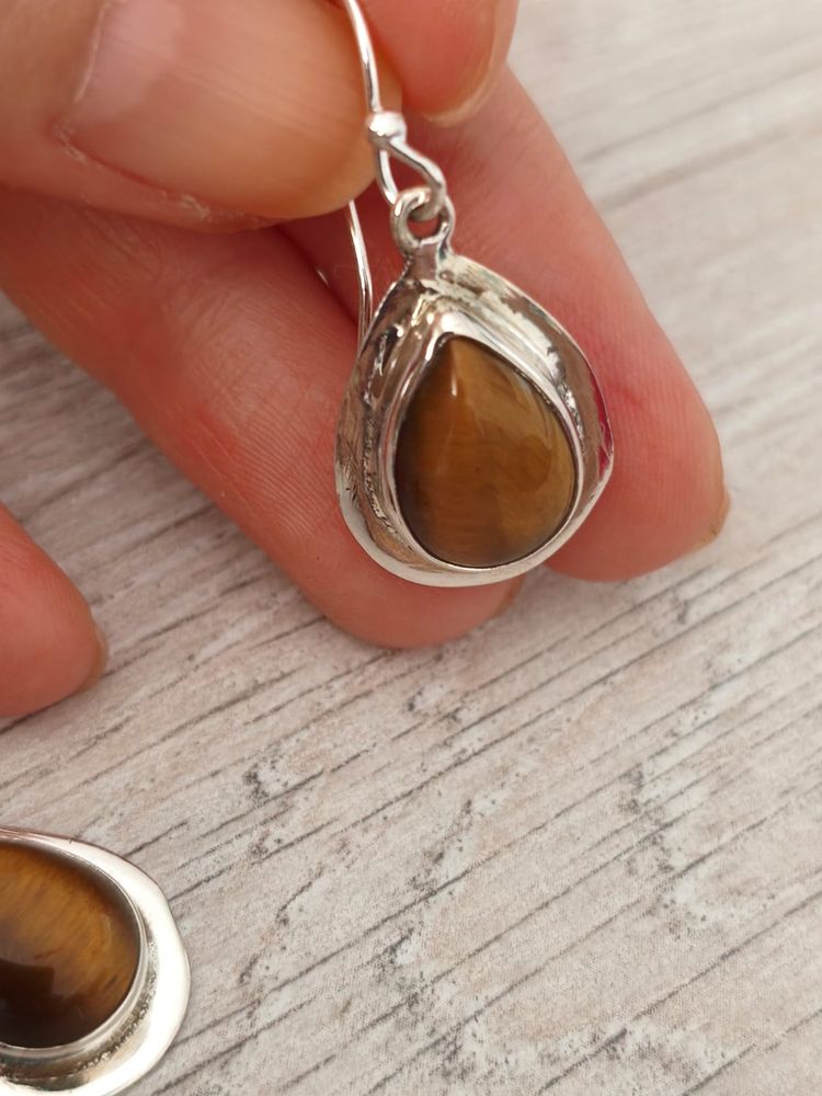 Pendientes plata de LEY 925 OJO DE TIGRE