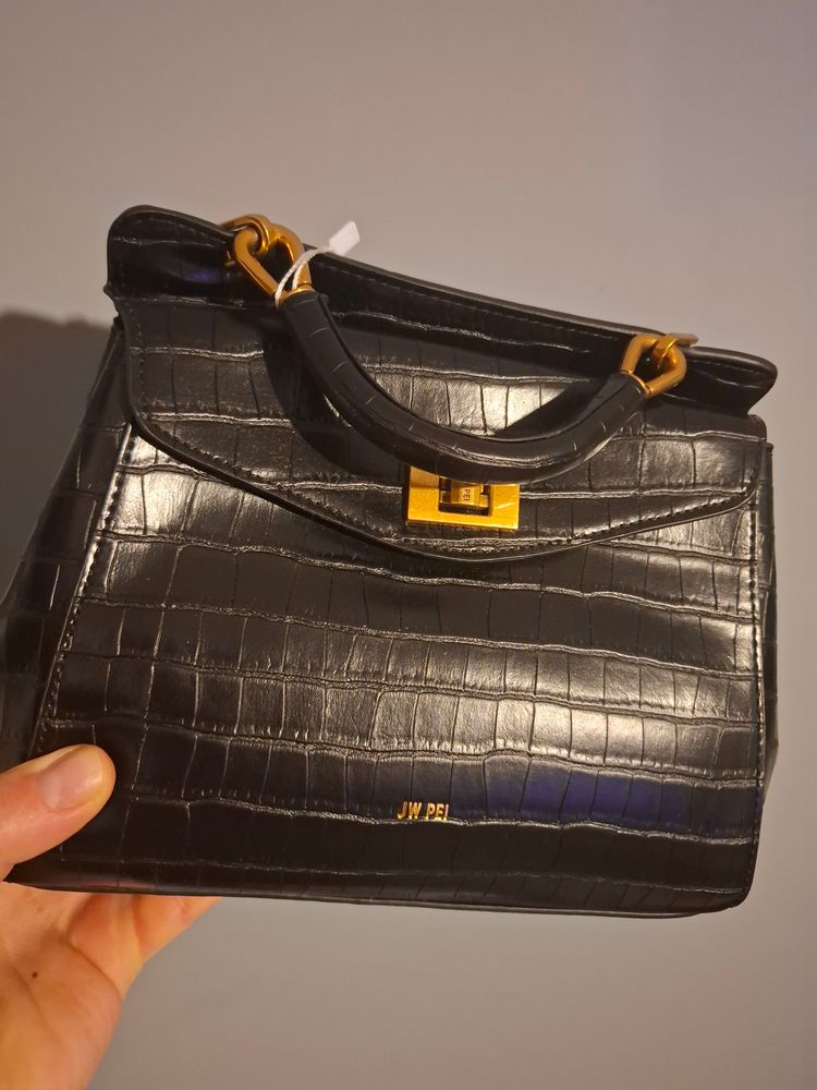 JW Pei Jw Pei Black Croc-Embossed Handbag product image