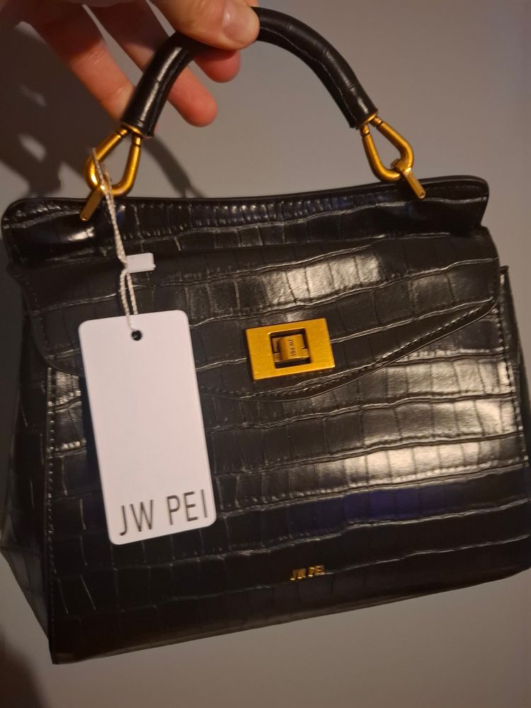 Jw Pei Black Croc-Embossed Handbag 6