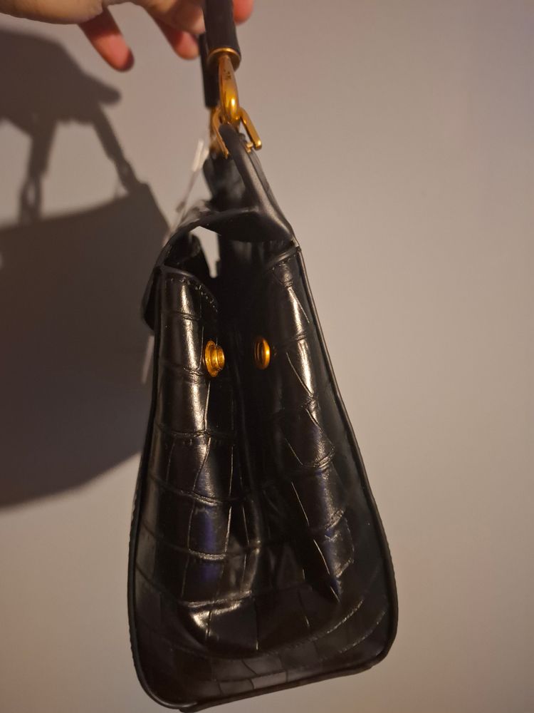 Jw Pei Black Croc-Embossed Handbag 7