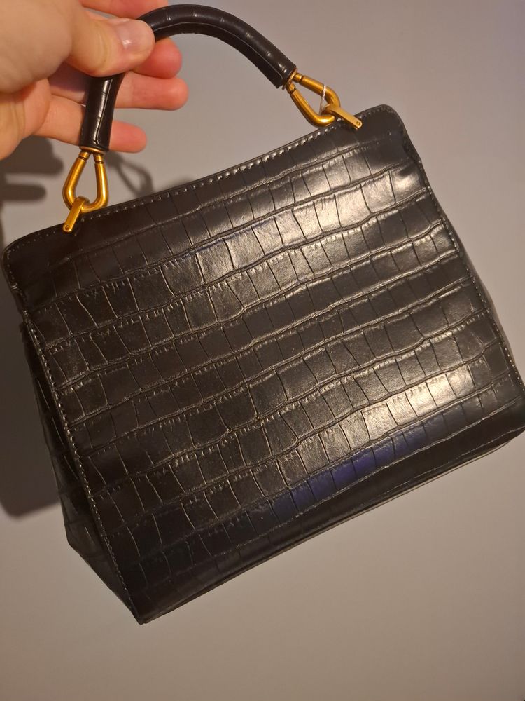 Jw Pei Black Croc-Embossed Handbag 8