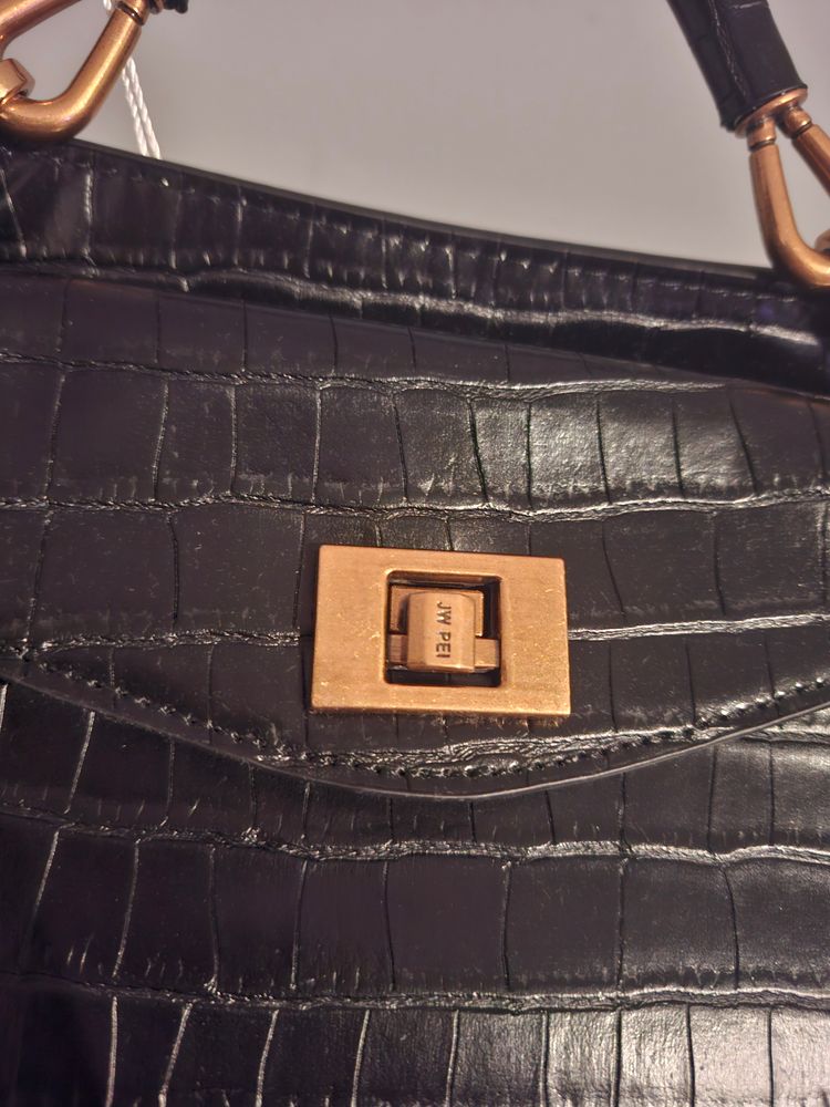 Jw Pei Black Croc-Embossed Handbag 3