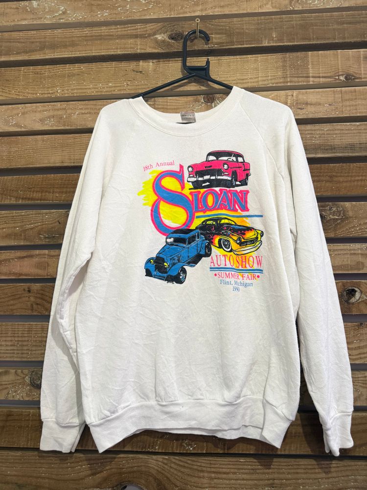 Unknown Vintage 90s 18th Annual car show Sloan Autoshow. American spell-out sweater/ sweatshirt. USA. Size XL. product image