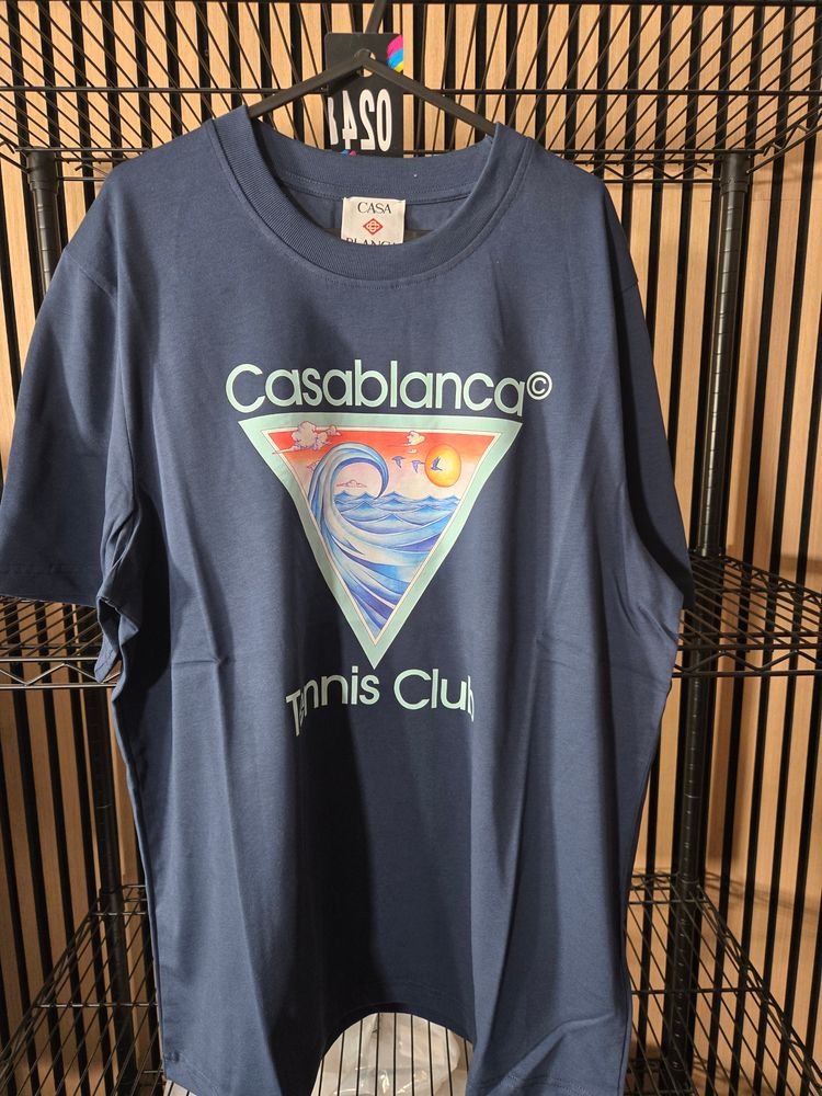 B132 Casablanca Tennis Club Tidal Wave Navy Tee Brand New