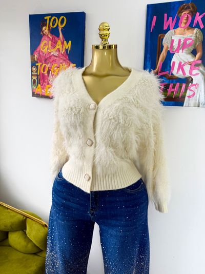 White Fuzzy Cardigan